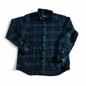 French Crown Tolopea w aqua deep green flannel premium cotton shirt Size L